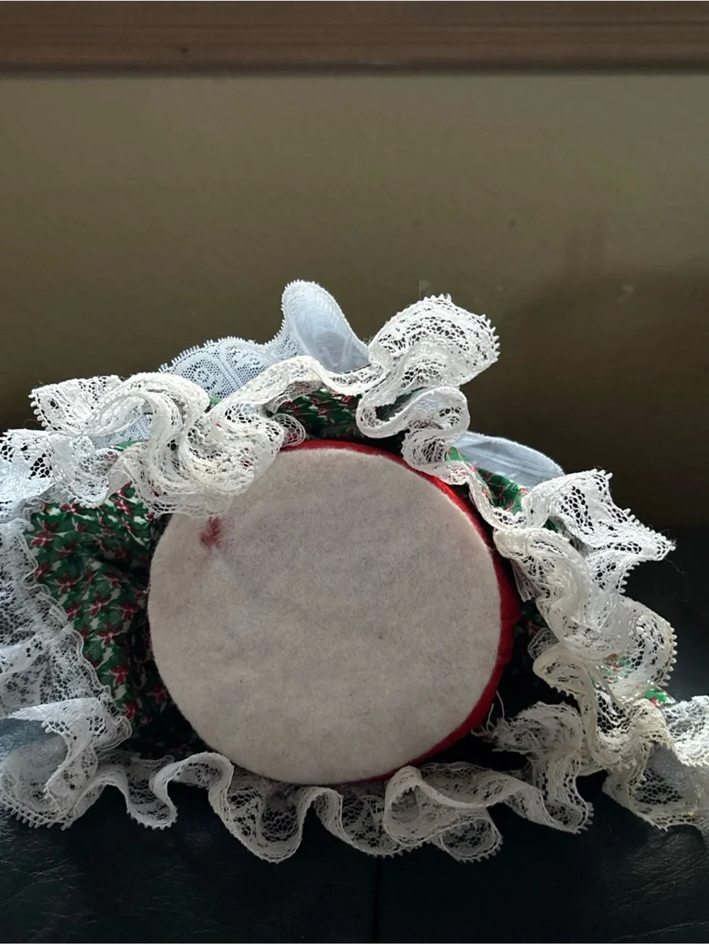 Holiday Red Mouse Doll with White Lace Skirt